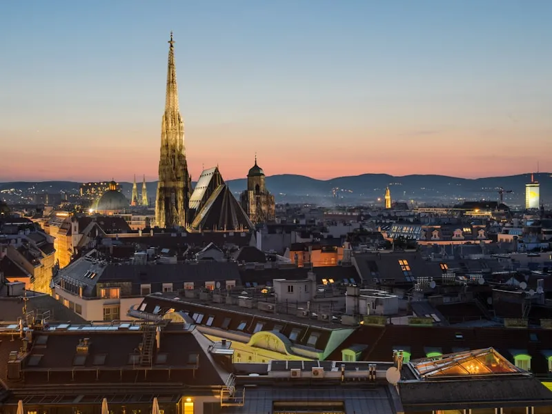 viyana çatıları ve stephansdom kulesi